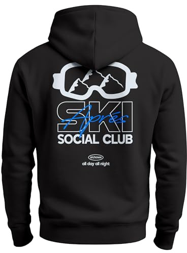 Neverless® Herren Hoodie Backprint Après Ski Social Club Skifahren Snowboarden Kapuzen-Pullover Männer Fashion Streetstyle