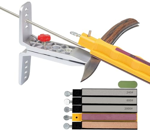 CWOVRS Knife Sharpening System, Precision Knife Sharpener, Fix Angle Knife Sharpening Kit Pro Chef Blade Grinder for Camping, Kitchen, Workshop - 3 Diamond+1 Water Stone+ 1 Leather Strop