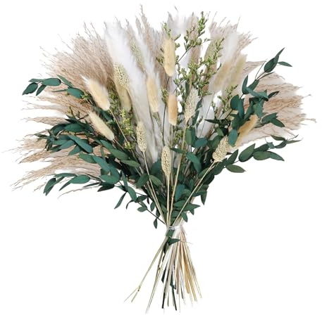 65 Stück Trockenblumen Pampasgras Deko, Wohnzimmer Hochzeit Schlafzimmer | Trockenblumenstrauß Boho Stil, Tischdeko, Home Decoration, Basteln Deko Blumen, Kunstblumen