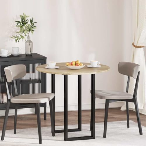 RCODSSK Runde Tischplatte Sonoma-Eiche 80x80 cm minimalistisches Design aus Holzwerkstoff für Garten und Terrasse im Außenbereich