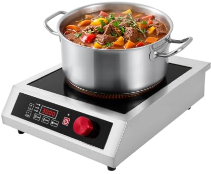 Induktionskochplatte, 3500W 35cm Elektrisch Induktionskocher 75kg Große Profi Einzel Induktionskochfeld 1 Platten für ø12-ø30cm Magnetischer Flacher Edelstahl (Schwarz – 10 Leistungseinstellung)