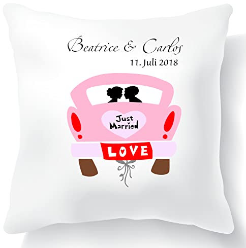 Zarto Geldgeschenk zur Hochzeit gesucht? Personalisiere Dein Hochzeit Kissen mit Namen! Hochzeitsgeschenk für das Brautpaar - Personalisierbare Ehe Geschenke zur Hochzeit (Model Auto)