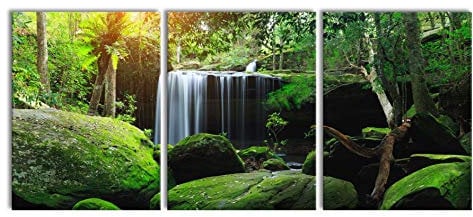Pixxprint Regenwald in Thailand als XXL Leinwandbild in Übergröße 180x80cm Gesamtmaß 3 teilig, Wandbild, Kunstdruck