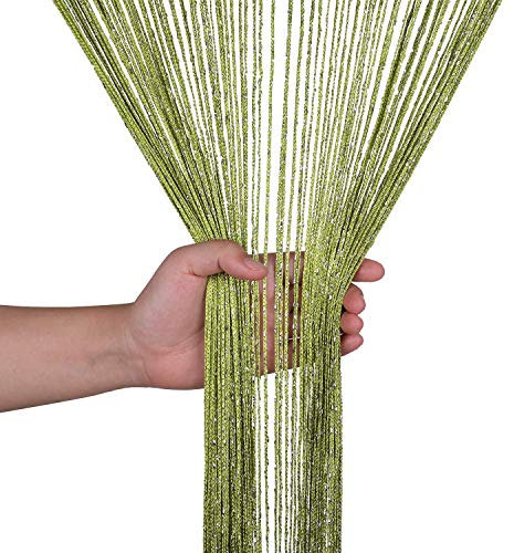 WedDecor Schnur Vorhänge Glitzer Fransen Panel Fliegengitter Zimmer Organizer Quaste Vorhang für Türen, Türöffnung, Windows, Wohnkultur, Ereignis Dekoration, (90cm x 200cm) - Grün, 90 x 200cm