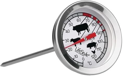 Lifestyle Thermometer für Fleisch, Fisch oder Rückwand - Medizin-Skala mit Temperaturanzeige aus Edelstahl, widersteht hohen Temperaturen 13 cm