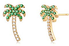 MTMY Dainty Gold Stud Earring Women 14K Gold Plated Tiny Charm Cubic Zirconia Stud Earrings Cute Butterfly Pineapple Cross Lock Evil Eye Earrings for Her