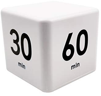 Feilifan Cube Timer, Küchentimer Child Timer Übungstimer Schwerkraftsensor Flip Timer für Zeitmanagement- und Countdown-Einstellungen (15-20-30-60 Minuten, Weiß)