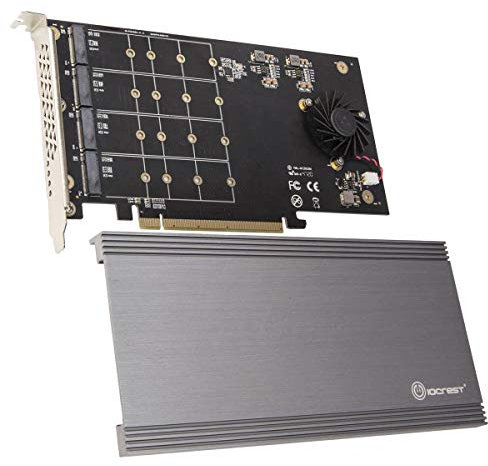 IO Crest Quad M.2 NVMe PCIe x16 Tarjeta de expansión para Intel VROC y AMD Ryzen Threadripper Motherboard