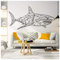 Geometrischer Haifisch Ozean Ozean Wandaufkleber Baby Kinderzimmer Kinderzimmer Großer Cartoon Haifisch Im Ozean Tier Wandtattoo Vinyl 85X43Cm