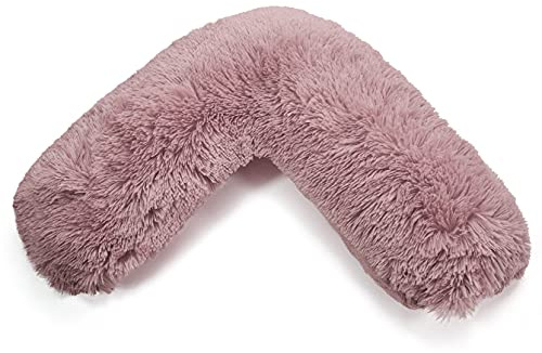 NIGHTZONE Teddy Bear V Shaped complete pillow or Case for support Maternity, Neck, Back, Soft Warm Plush Cosy Fleece Cover (Teddy Cuddles Blush Pink, Complete Pillow)