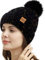 REDESS Damen Winter Pompom Beanie Mütze Fleece gefütterte warme Mützen, Dicke, lässige Schneestrickmütze für Damen