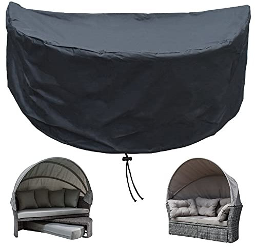 KEKAFU Sonneninsel Abdeckung Halbrund, 420D Schutzhülle Sonneninsel Halbrund Wasserdicht mit Einstellbarer Spanngurt und Kordelzug, Oxford-Tuch Wetterfest Anti-UV (235 * 84 * 100cm)