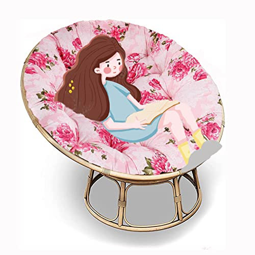 Runde Papasan Sessel Stuhl Auflage Papasan-Kissen für Drehsessel Korbsessel Balkonstuhl【Stuhl Nicht Enthalten】 (P3 Ø170cm/66.9 in)