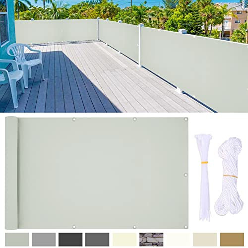 YangAera Balkon Sichtschutz, 50 x 100cm Balkon Abdeckung mit Ösen und Kabelbinder, Blickdichte Wasserfest Windfest und UV-Schutz Balkonverkleidung, für Balkongeländer Terrasse Garten (Hellgrau)