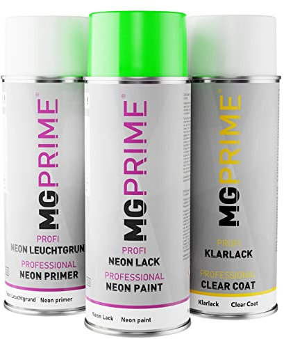 MG PRIME Set profesional de pintura de neón bote de spray neón base luminosa pintura transparente brillante en Neongrün