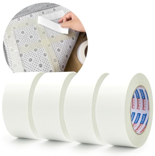 ADHES Double Sided Carpet Tape, Removable Rug Tape,Adhesive Grippers for Rugs Anti Slip Tape Ideal for Carpet, 2 Inch X 10 Yds, 4Roll