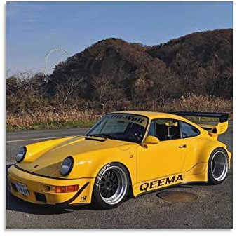 ASDSA Auto-Poster Porsche 964 Rwb auf Leinwand, Kunstposter und Wandkunstdruck, modernes Familienschlafzimmer-Dekor-Poster, 40 x 40 cm