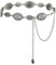 TOPACC Western-Metall-Gürtel für Damen, oval, Concho-Kette, Gürtel breit, für Kleider, Jeans, Cowgirl, 1 Silber - 38 (US), Length 49 (32+extended chain 17)