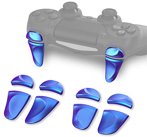 PlayVital 2 Paar Erweiterung Trigger Schultertasten für ps4 Controller Alle Modell Controller, Zubehör Bumper Trigger Adjuster Tasten Knöpfe für Playstation 4 Controller-Lila Blau