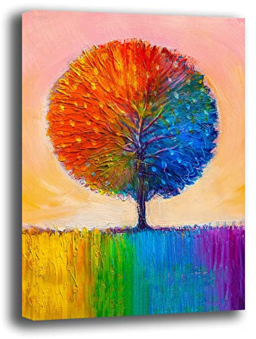 Quadro Moderno Verticale ALBERO della VITA Colori Astratto Quadri moderni soggiorno da Parete XXL grande Stampa su tela Canvas Decorazione Murale muro Arredo Camera letto Cucina (30x40 cm, 7)