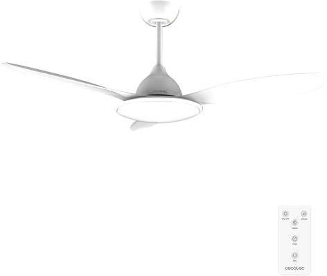 Cecotec - Ventilatori da Soffitto EnergySilence 4800 Light White - 35 W, Diametro 121 cm, Lampada a LED, Telecomando, Timer Fino a 8 Ore, 6 Velocità, 3 Pale, Estate/Inverno