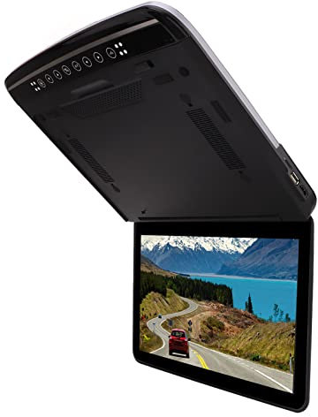 Aramox Monitor da Tetto per Auto Schermo Monitor da Tetto per Auto 13,3 Pollici Interfaccia Multimediale Ad Alta Definizione 1080P Schermo Montato sul Tetto con Luce a Doppio Colore (Nero)