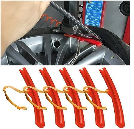 CGEAMDY 5PCS Auto Reifenwechsler Schutz, Reifen Radwechsel Edge Savers Tool, Schutz bei der Reifenmontage, Reifenwechsel Felgenschutz, Motorrad Felgenschützer (Rot)