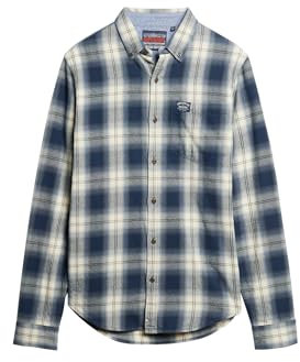 Superdry Herren L/S Cotton Lumberjack T-Shirt, Cedar Check Navy, L