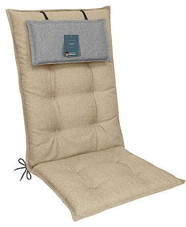 LILENO HOME Gartenstuhl Auflagen als [1er Set - Hochlehner] in Natur - Bequeme Liegen als Sitzauflagen für Gartenmöbel - Stuhlkissen für Gartenstühle und Klappstühle MAR