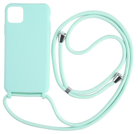 Ququcheng Coque Compatible avec iPhone 15(6.1),Collier pour Étui Colliers de cellulaire Corde Silicone avec Cordon Case TPU Bumper pour iPhone 15(6.1)-Vert