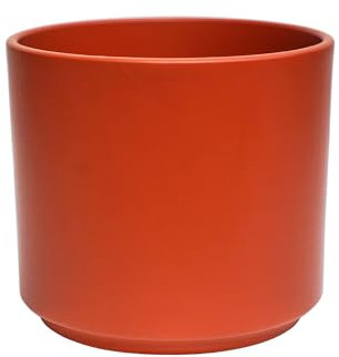 Ivyline Prague Planter in Cayenne with Waterproof Exterior and Cylindrical Shape - Matte Finished Flower Pot - Modern Home Decoration - H18 x D20 cm
