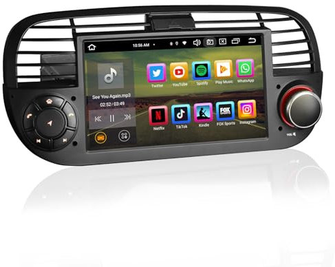Erisin 7 Zoll 8-Kern 4GB RAM 64GB ROM Android 13 Autoradio mit GPS Navigationsgeräte Für FIAT 500/500C/500S/500E Unterstützt CarPlay Android Auto DSP WiFi DAB+ FM RDS USB TPMS DVR OBD2 SWC