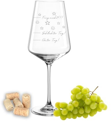 Gravur-Max Leonardo Weinglas mit Gravur Weinspruch Guter Tag, Schlechter Tag, Frag nicht! für Weinliebhaber mit einer hochwertigen Gravur Weißweinglas Leonardo Puccini 560ml