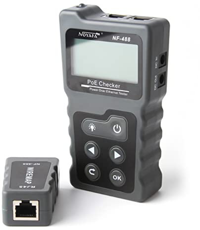 Comprobador de Cable, Mulcort Detector de Cable de Red Probador de Cables de Red LCD Multifuncional Comprobador de PoE Probador de Voltaje y Corriente PoE en Línea con Probador de Cables