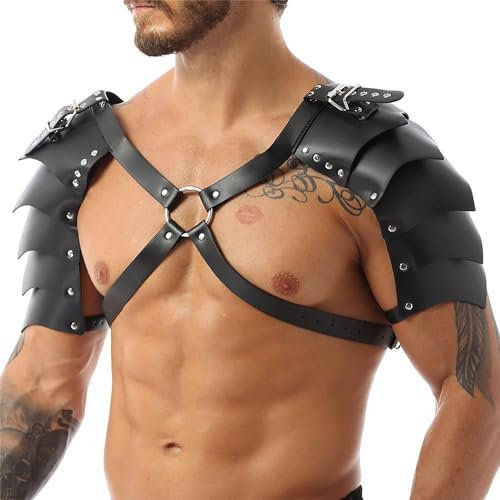 TUYMNI Herren Verstellbare Brust Harness Leder Soldat Rüstung Leder Dessous für Sex, Herren Body Sexy Erotisch Brustgeschirr, Soldat Rüstung Harness Punk Gothic Fetisch Bandage Gürtel