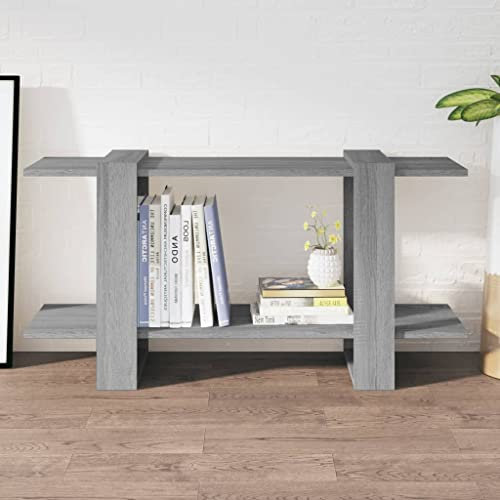 THOYTOUI Bücherregal, Lagerregal Holzregal stehend Hochschrank Würfelregal Geeignet für Abstellraum Arbeitszimmer Balkon Schlafzimmer Grau Sonoma 100x30x51 cm Holzwerkstoff