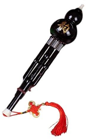 Baoblaze Chinesische Hulusi-Flöte, Kürbisflöte, Hlute mit Mundstück, Holzblasinstrument mit chinesischem Knoten, professionelles chinesisches Volksinstrument, Schwarze C-Taste
