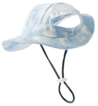 Hunde-Sonnenhut, Hunde-Eimerhut | Mesh Poröser Sonnenhut mit Ohrlöchern - Verstellbarer Kinnriemen, Sonnenschutzvisier, Bequeme Passform für Outdoor-Abenteuer