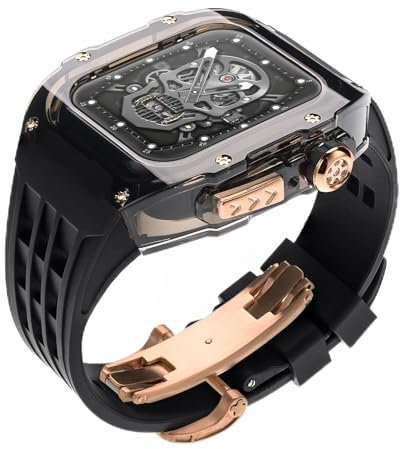 INSTR Luxury Transparent Modification Kit For Apple Watch Ultra 2 49mm Rubber Band With Case For IWatch Series 9 8 7 6 5 4 SE 45mm 44mm(Color:A,Size:For iwatch 49mm)