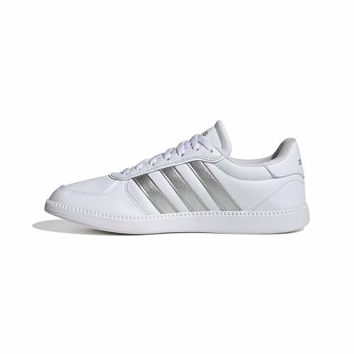 adidas Women's BREAKNET Sleek Shoes, FTWR White/Silver met./FTWR White, 7 UK