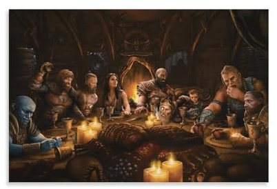 KPOKAHT God Of War Freya's Dinner Artworks Leinwand-Poster, Wandkunstdrucke, moderne Dekoration, 20 x 30 cm