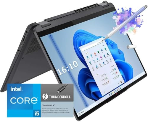 Lenovo IdeaPad Flex 5i Ordinateur portable 2 en 1 avec écran tactile IPS FHD 14 FHD (1920 x 1200), Intel Core i5-1235U, 8 Go de RAM, 1 To SSD, Ko rétroéclairé, Wi-Fi 6, empreintes digitales,