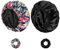 Shower Caps for Women, 2 PCS 3 Layers Terry Lined Shower Cap + 2 Satin Scrunchies, Waterproof Terry Cloth Bath Caps Elastic and Reusable Hair Cap for Shower - (Black+Flower B)