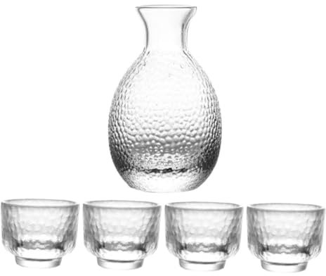 OKUMEYR Sake Vidrio Jarra Sake con Tazas Dispensador Recipiente Licor Decorativo