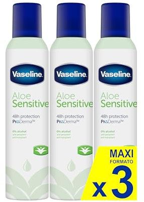 Vaseline Aloe Sensitive 48h 250ml | 0% Alkohol (3er Pack)