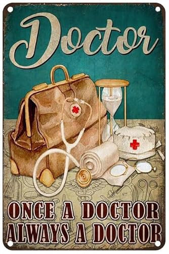 Blechschild Einmal Arzt, Immer Arzt Personalisierte Dekoschild Retro Türschild Für Gartenhaus Café Büro M