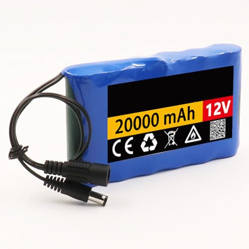ZWDCVFGK 12V 20000mAh Lithium-Batterie Tragbarer wiederaufladbarer Lithium-Ionen-Akku, für CCTV-Kamera-LED
