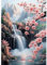 Diamond Painting Erwachsene, Wasserfall und Kirschblüten, Diamant Painting Bilder Schöne Aussicht, 5D Diamond Painting Set für Anfänger, DIY Mosaikherstellung Bastelset für Haus Wanddeko 30x40cm