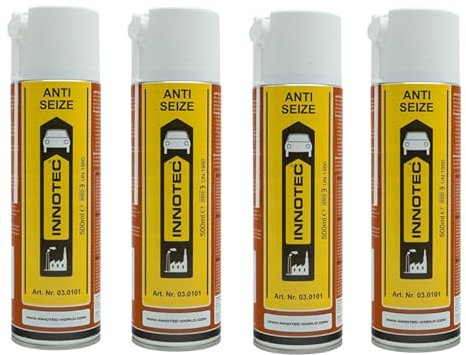 4 Stück Innotec Kupferspray Anti Seize - Kupfer Schmiermittel vereinfacht die Demontage - hochdruckstabiles Trennmittel, verhindert Festrosten - hitzebeständig - Haftschmierstoff schützt vor Korrosion