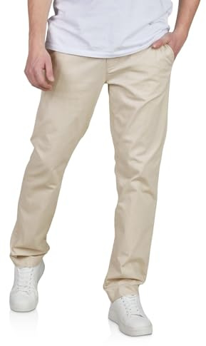 TOM TAILOR Chino Hose Herren Regular Fit Stretch Stoffhose Einfarbig, Länge:30L, Größe:Light Cashew Beige (10336), Weite:34W